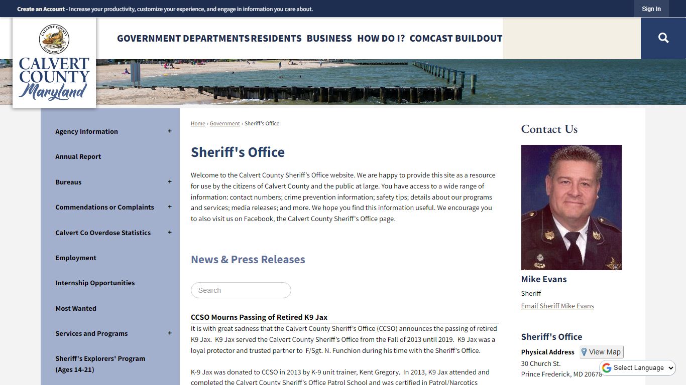 Sheriff's Office | Calvert County, MD - Official Website